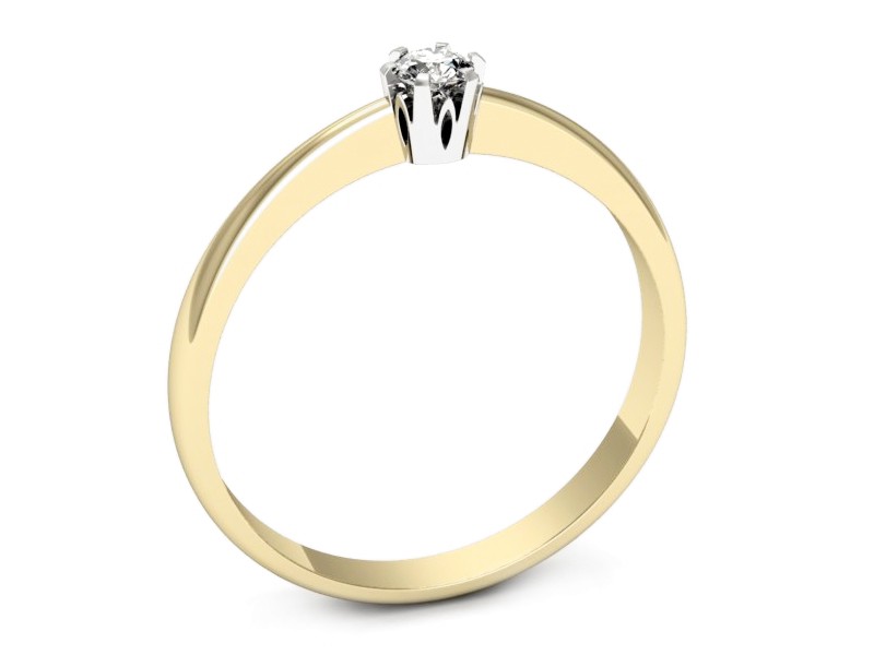 Pierścionek z diamentem żółte i białe złoto - p16651zb — zdjęcie 3