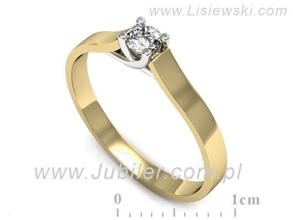 Pierścionek z diamentem żółte i białe złoto proba 585 - p16652zb- 1