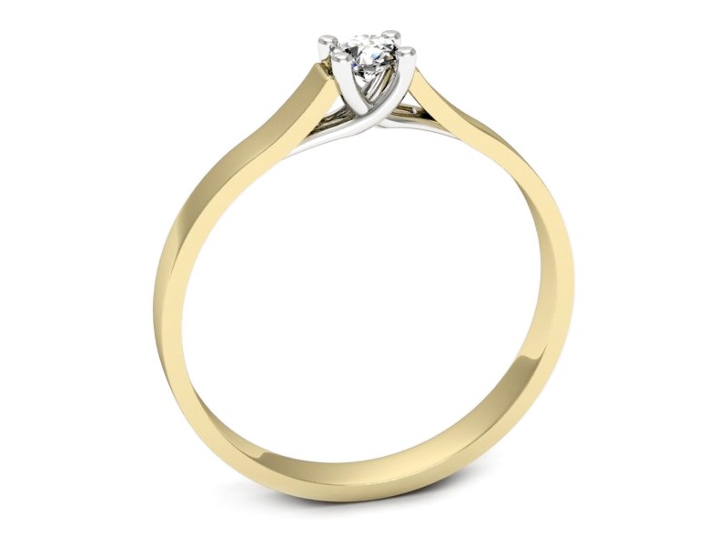 Pierścionek z diamentem żółte i białe złoto - p16652zb — zdjęcie 3