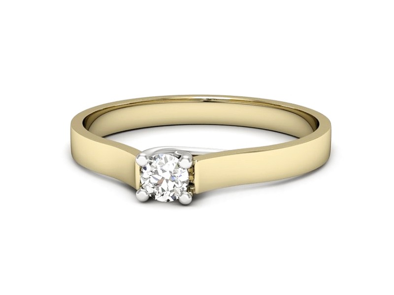 Pierścionek z diamentem żółte i białe złoto - p16652zb — zdjęcie 2