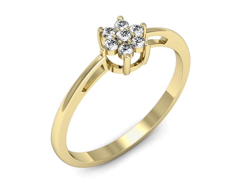 Złoty pierścionek z brylantami żółte złoto - p16653z