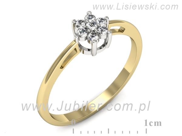 Pierścionek z diamentami żółte i białe złoto próba 585 - p16653zb- 1