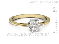 Pierścionek z diamentami żółte i białe złoto próba 585 - p16653zb- 2