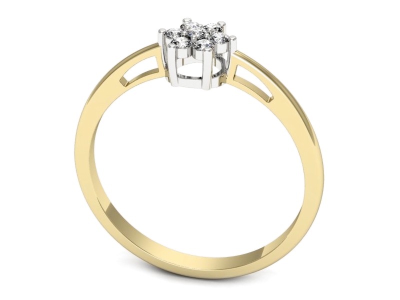 Pierścionek z diamentami żółte i białe złoto - p16653zb — zdjęcie 3