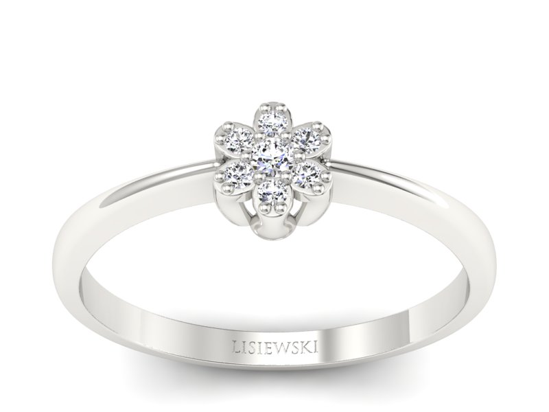 Pierścionek z brylantami w białym złocie - p16654b