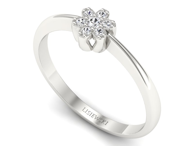 Pierścionek z brylantami w białym złocie - p16654b — zdjęcie 3