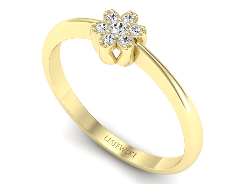 Złoty pierścionek z brylantami żółte złoto - p16654z — zdjęcie 3