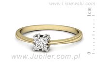 Pierścionek z diamentem żółte i białe złoto proba 585 - p16655zb- 2