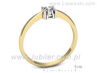 Pierścionek z diamentem żółte i białe złoto proba 585 - p16655zb- 3
