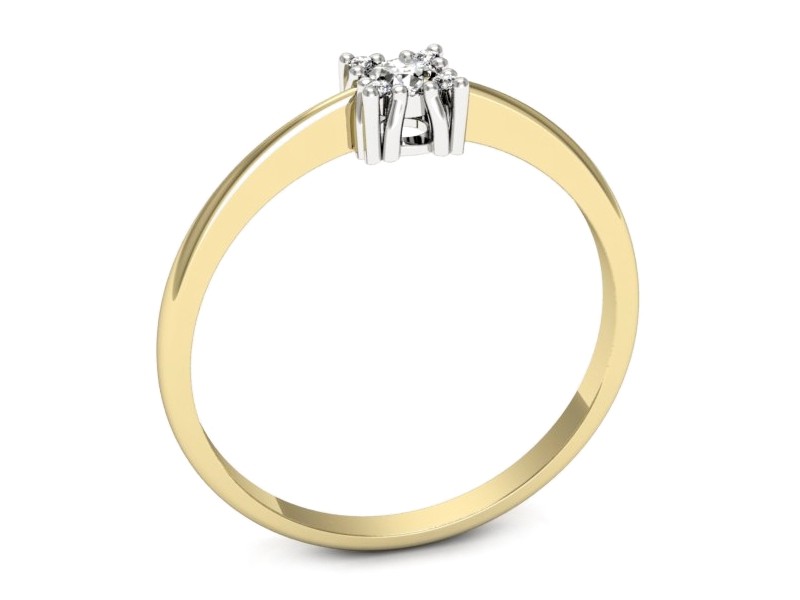 Pierścionek z diamentem żółte i białe złoto - p16655zb — zdjęcie 3