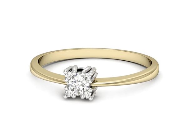 Pierścionek z diamentem żółte i białe złoto 585 - p16655zb