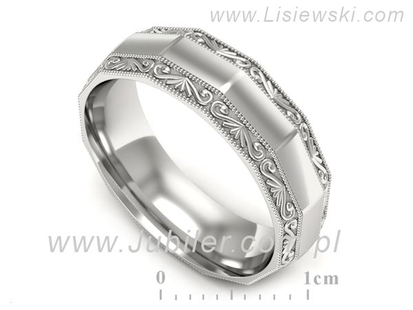 Obrączka białe złoto płaska soczewkowa proba 585 - p16656b- 1