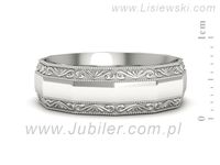 Obrączka białe złoto płaska soczewkowa proba 585 - p16656b- 2