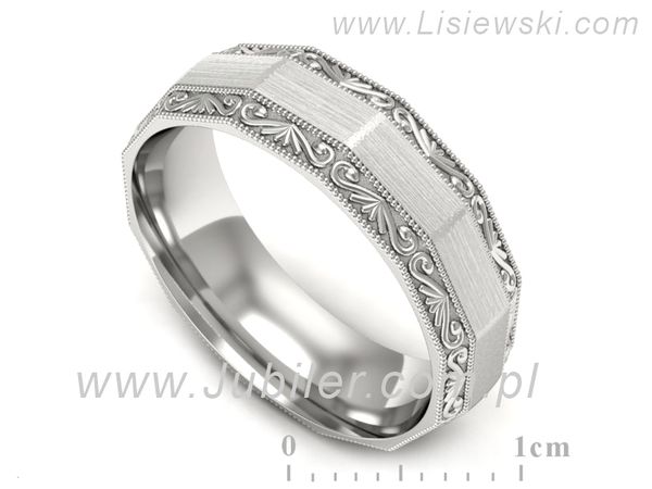 Obrączka białe złoto płaska soczewkowa proba 585 - p16656bmp- 1