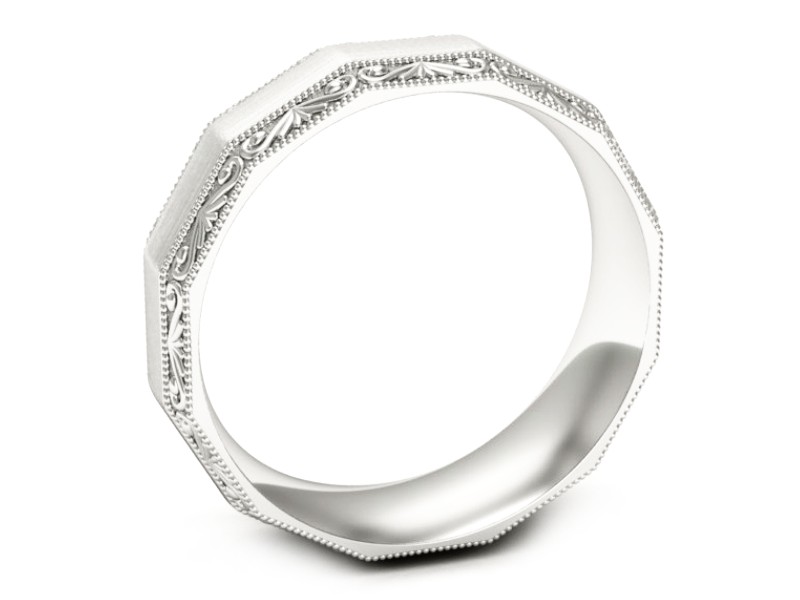 Obrączka białe złoto płaska soczewkowa - p16656bmp — zdjęcie 3