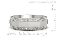 Obrączka białe złoto płaska soczewkowa proba 585 - p16656bms- 2