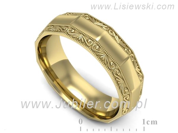 Obrączka płaska soczewkowa żółte złoto proba 585 - p16656z- 1