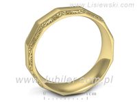 Obrączka płaska soczewkowa żółte złoto proba 585 - p16656z- 3