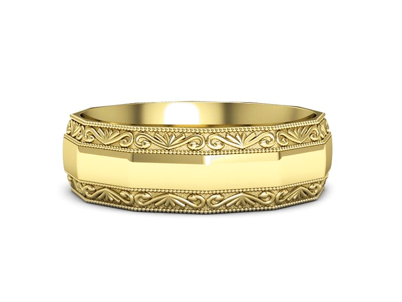 Obrączka płaska soczewkowa żółte złoto - p16656z — zdjęcie 2