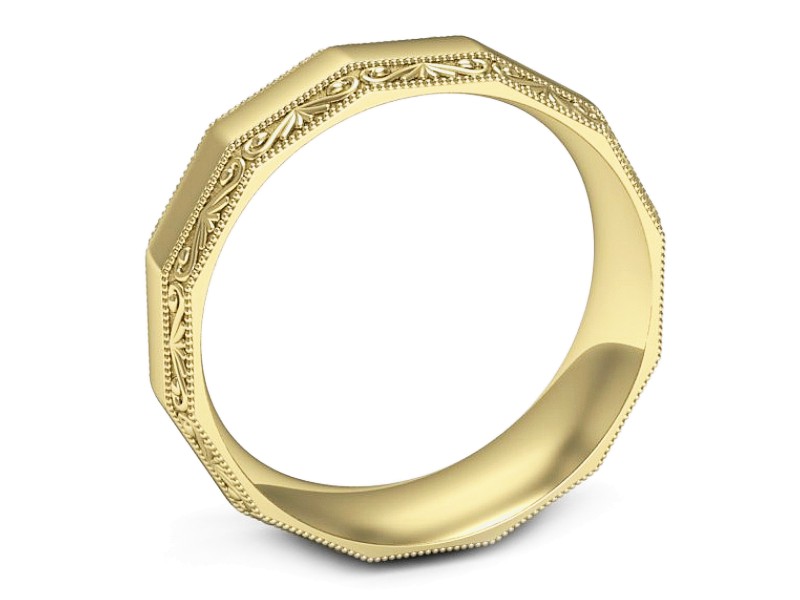 Obrączka płaska soczewkowa żółte złoto - p16656z — zdjęcie 3