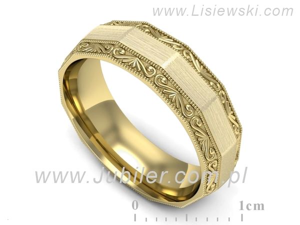 Obrączka płaska soczewkowa żółte złoto proba 585 - p16656zmp- 1