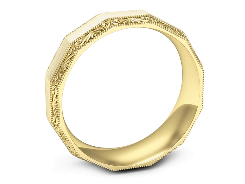 Obrączka płaska soczewkowa żółte złoto - p16656zmp — zdjęcie 3