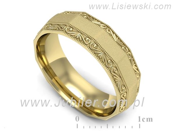 Obrączka płaska soczewkowa żółte złoto proba 585 - p16656zms- 1