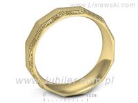 Obrączka płaska soczewkowa żółte złoto proba 585 - p16656zms- 3