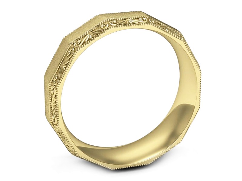 Obrączka płaska soczewkowa żółte złoto - p16656zms — zdjęcie 3