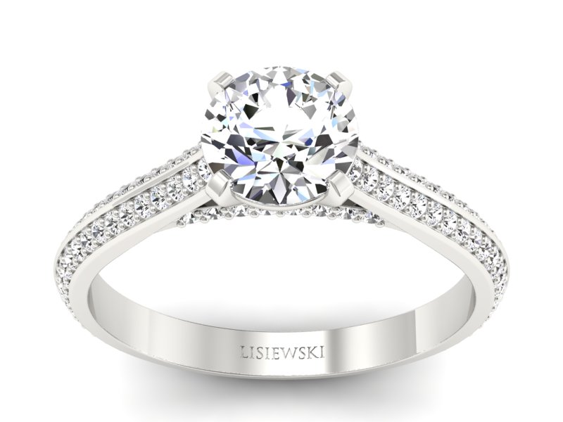 Złoty pierścionek z brylantami białe złoto - p16657b