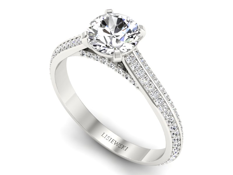 Złoty pierścionek z brylantami białe złoto - p16657b — zdjęcie 3