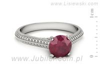 Złoty Pierścionek białe złoto z rubin i brylantami - p16657br- 2