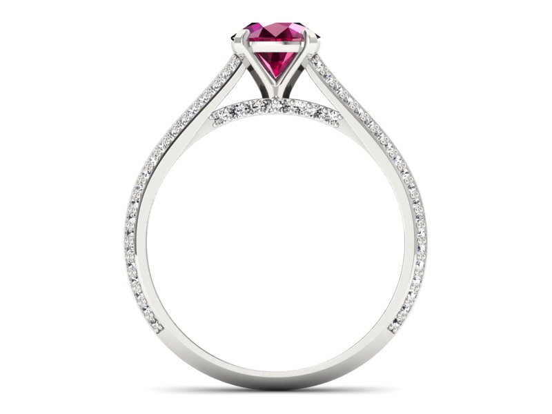 Złoty pierścionek z rubinem i brylantami - p16657br — zdjęcie 2