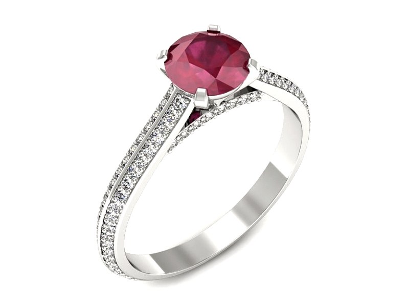 Złoty pierścionek z rubinem i brylantami - p16657br — zdjęcie 4