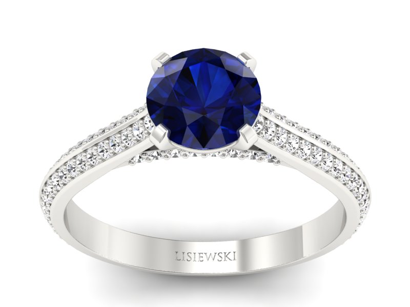 Pierścionek z szafirem i brylantami - p16657bsz