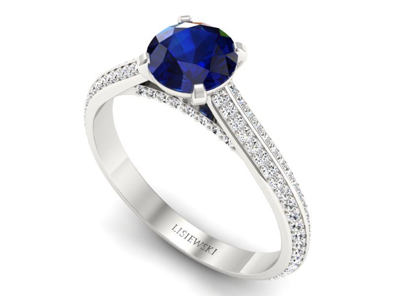 Pierścionek z szafirem i brylantami - p16657bsz — zdjęcie 3
