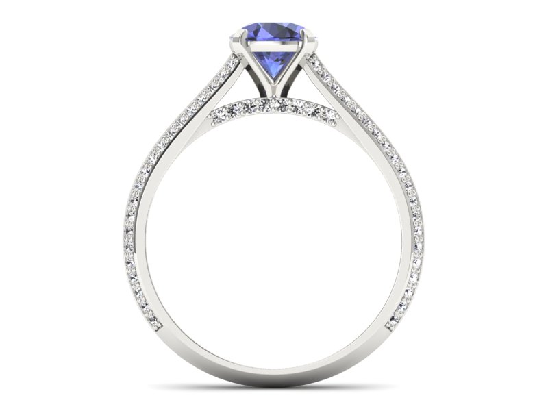 Złoty pierścionek z tanzanitem i brylantami - p16657bt — zdjęcie 2