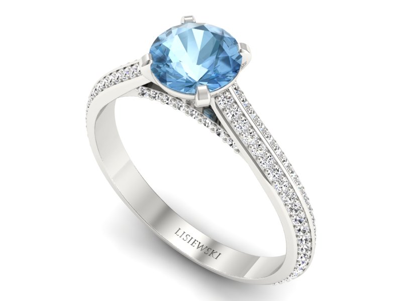 Złoty pierścionek z topazem i brylantami - p16657btp — zdjęcie 3