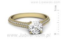 Złoty Pierścionek z brylantami złoto próby 585 żółte złoto - p16657z- 2