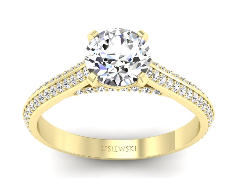 Złoty pierścionek z brylantami żółte złoto - p16657z