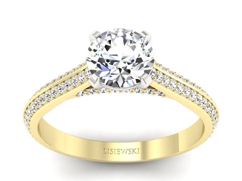 Pierścionek z diamentami żółte i białe złoto - p16657zb