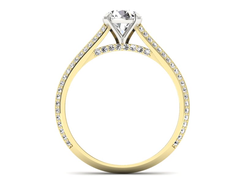 Pierścionek z diamentami żółte i białe złoto - p16657zb — zdjęcie 2