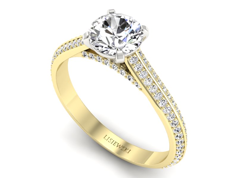 Pierścionek z diamentami żółte i białe złoto - p16657zb — zdjęcie 3