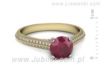 Pierścionek z rubinem i diamentami w żółtym i białym złocie - p16657zbr- 2