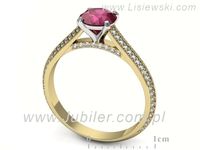 Pierścionek z rubinem i diamentami w żółtym i białym złocie - p16657zbr- 3