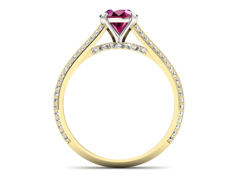 Złoty pierścionek z rubinem i diamentami - p16657zbr — zdjęcie 2