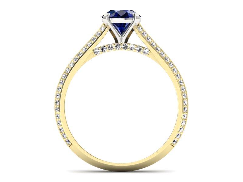 Złoty pierścionek z szafirem i brylantami - p16657zbsz — zdjęcie 2