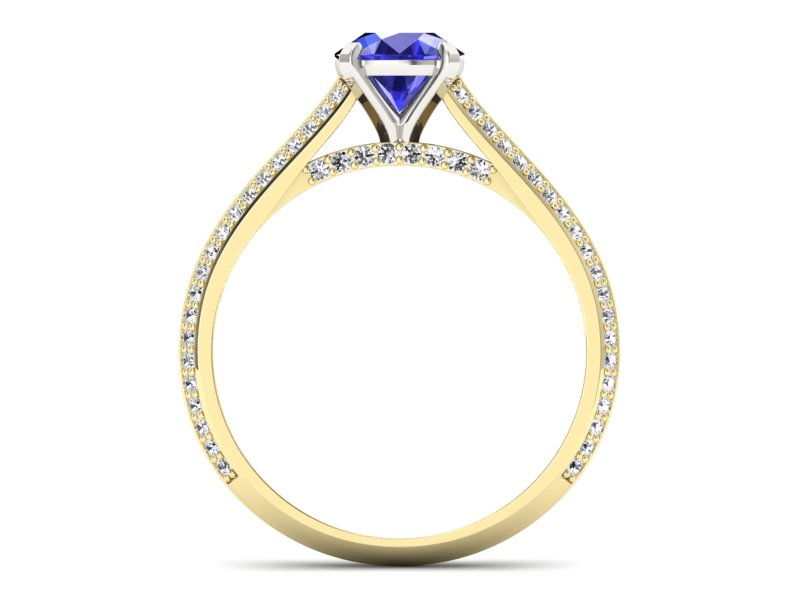 Złoty pierścionek z szafirem i diamentami - p16657zbszc — zdjęcie 2