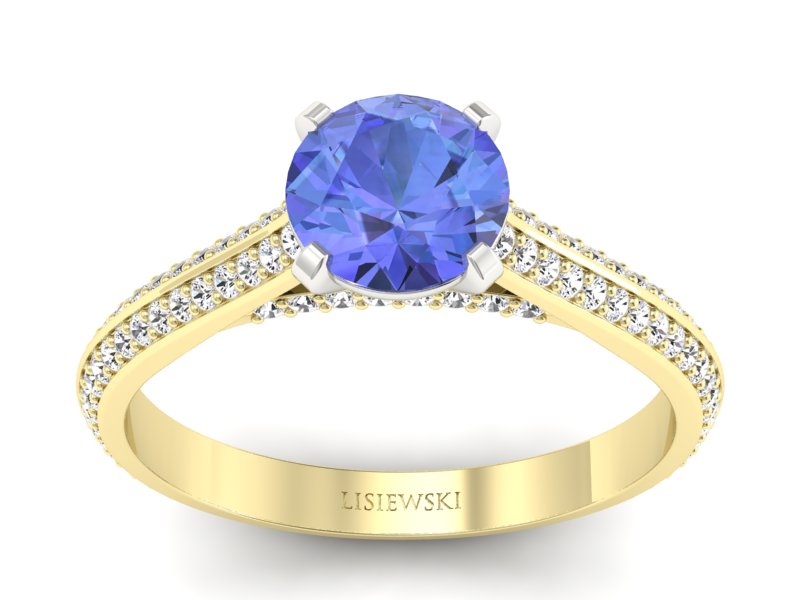 Pierścionek z tanzanitem i brylantami - p16657zbt