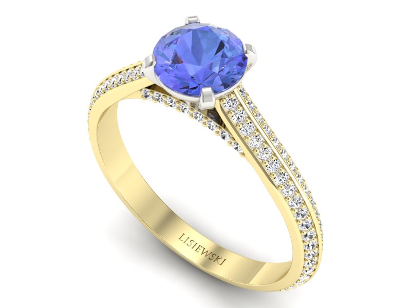 Pierścionek z tanzanitem i brylantami - p16657zbt — zdjęcie 3